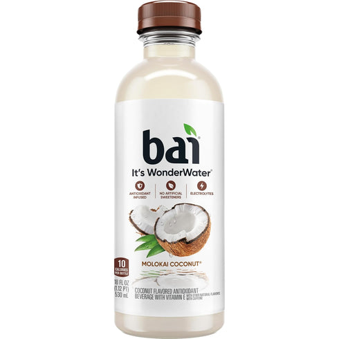 18 6 Pack Bai Antioxidant Infused Water Beverage, Molokai Coconut, with Vitamin C and No Artificial Sweeteners, Fluid