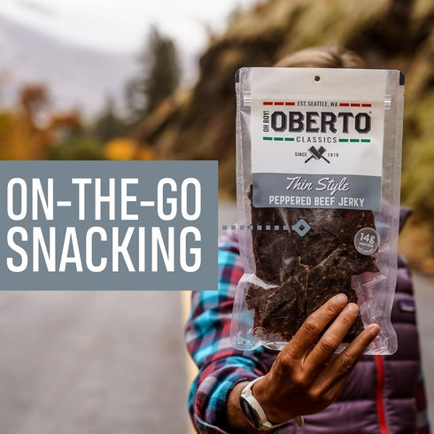 Oh Boy! Oberto Classics Thin Style Peppered Beef Jerky, 7 Ounce