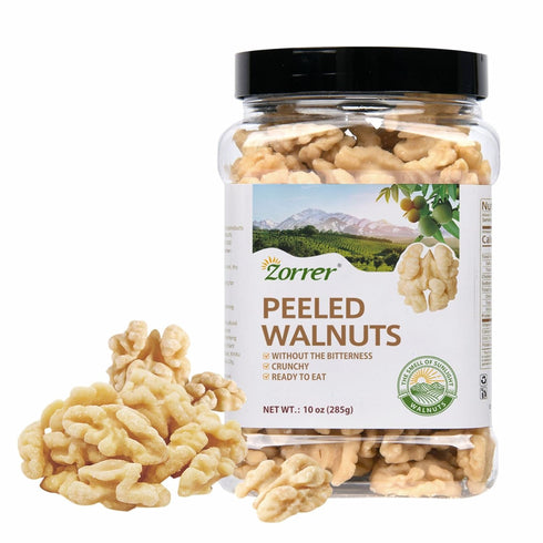 Zorrer Premium Peeled Walnuts Halves, Skinless Raw Walnuts Texture, Sweet, Crisp, No