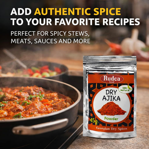 45 Rudca Food Dry Adjika Traditional Georgian Spice Blend, Aromatic Savory Seasoning Powder, Garlic Herb Mix, g