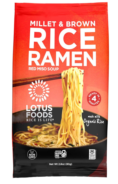 Brown-2.8 oz (Pack 4) Lotus Foods Organic Ramen Miso Soup Mix-Millet