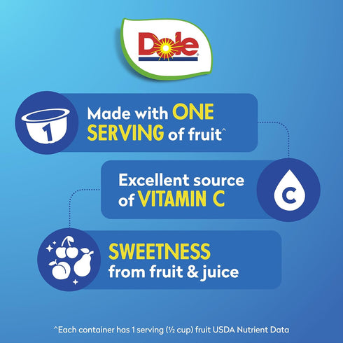 100% Pack 4 oz 12 Pack Dole Diced Peaches, Mandarin Oranges, and Cherry Mixed Fruit in Juice Variety - Dole Fruit Bowls