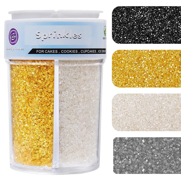 Sprinkles for Cake Decorating, 8Oz Edible Sanding Sugar Crystals, 4 Colors Sparkling