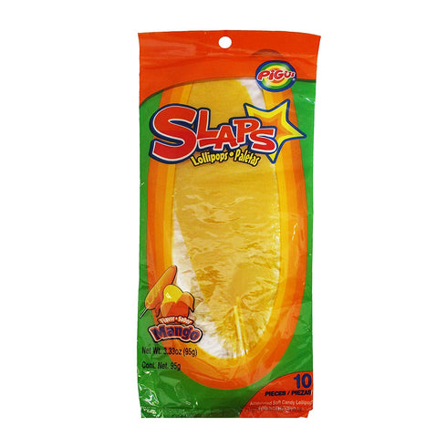 Dulces Pigui Slaps Mango Flavor Paletas, Mexican Candy (10 Lollipops)