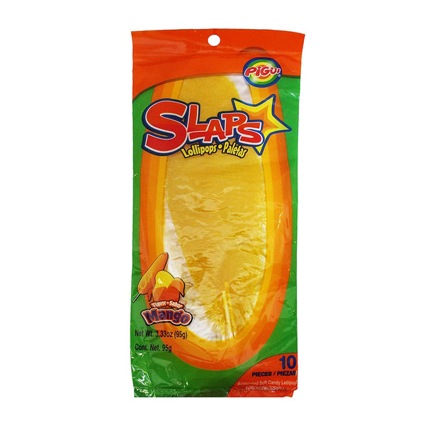 Dulces Pigui Slaps Mango Flavor Paletas, Mexican Candy (10 Lollipops)