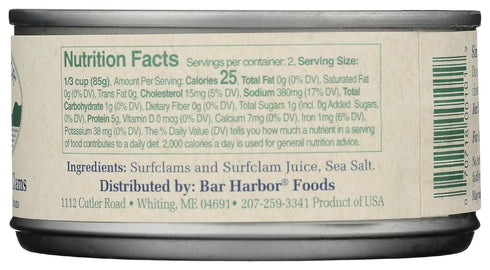 Bar Harbor 6.5 oz (184 Chopped Surf Clams | Sweet and Tender | grams) can