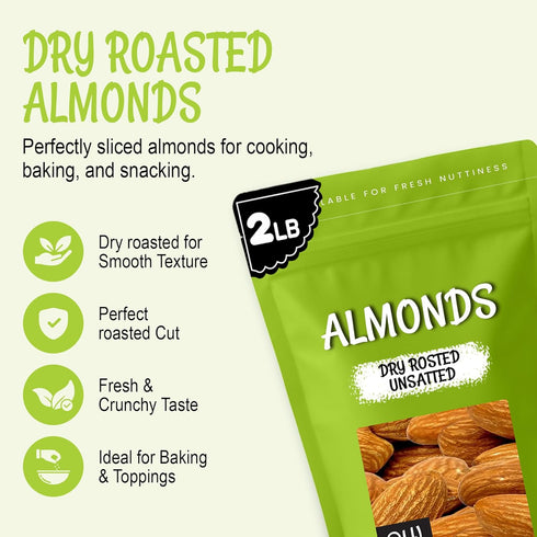 2 lb Packed Oh! Nuts Almonds - Dry Roasted Unsalted Almonds - - No Salt, No Oil All-Natural Protein - in New York