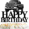 Pickup Truck Cake Topper, Happy Birthday Theme Black Glitter Decor Picks for Kids Adult Birthday Party