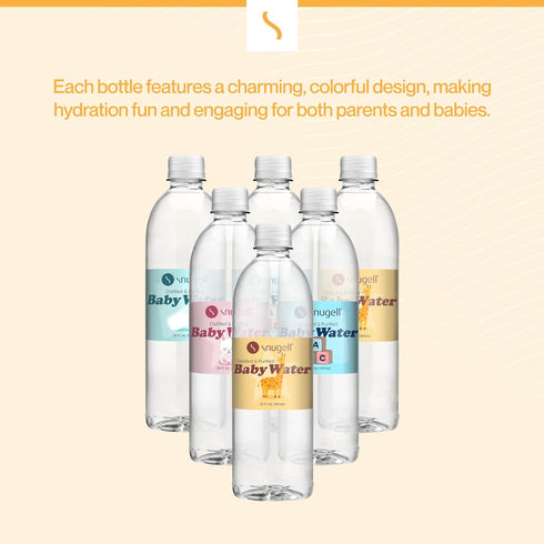 (20oz 6-Pack) Snugell Bottled Distilled Water for Baby Care Ultra-Pure, BPA-Free, Ideal for Formula Mixing, Bottle