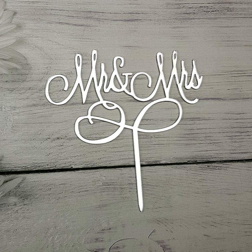 Mr and Mrs Cake Topper, Bride and Groom Sign Wedding Engagement Decorations in Mirror Silvery Acrylic