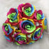 Silk Rainbow Rose Wedding Bouquet Boutonniere (A)