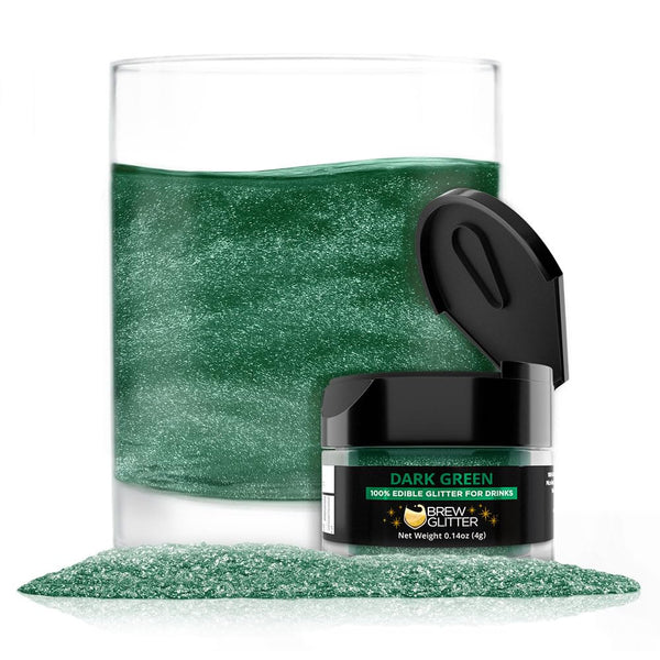 Brew Glitter Dark Green Edible Drink Glitter, 1x 4g Jar for Cocktails, Beer, & Beverages