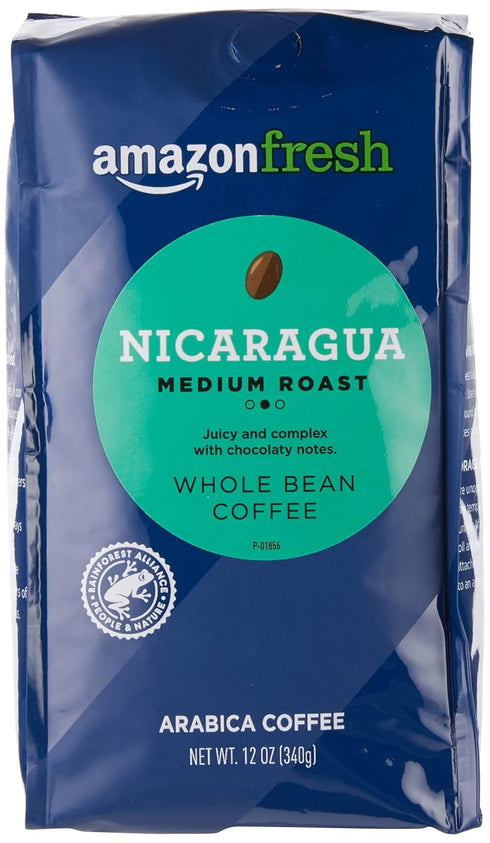 Amazon Fresh , Nicaragua Whole Bean Coffee, Medium Roast, 12 Ounce (Pack of 3)