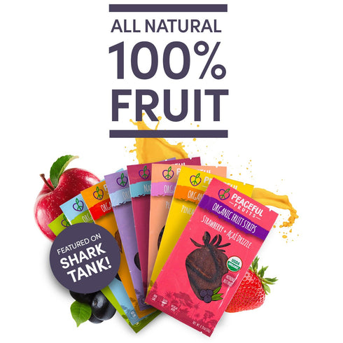 100% pack 12 count) Peaceful Fruits Fruit Strips (Variety (strawberry, acai, passionfrt, apple)