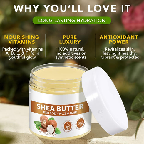ITSDAWN 7.8 Oz Shea Butter Raw Organic, Raw Unrefined Shea Butter Lotion for Body, Face & Hair, Long-lasting Hydration