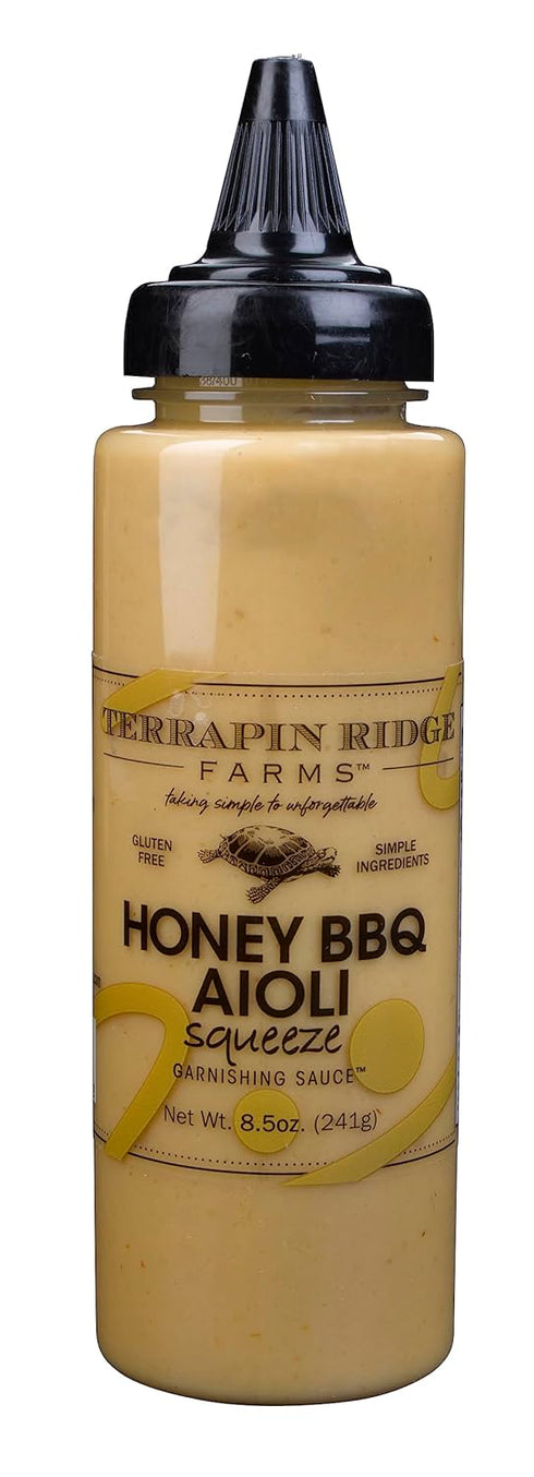 Set 3 Terrapin Ridge Farms Squeeze Favorites Chile Lime Aioli, Sriracha Horseradish, Honey BBQ Aioli Bottle Sampler