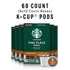 60 Starbucks K-Cup Coffee Pods, Medium Roast Hot or Iced Coffee, Pike Place Roast, Keurig Pods
