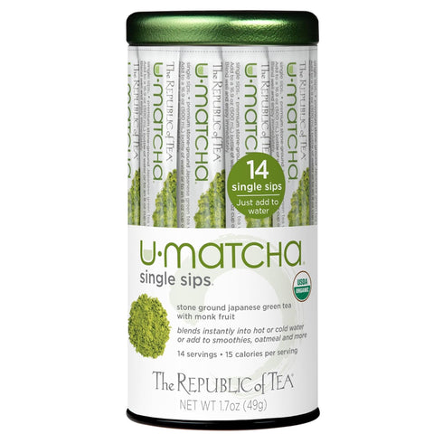 The Republic of Tea Organic UMatcha Single Sips, Naturally Caffeinated Matcha Green