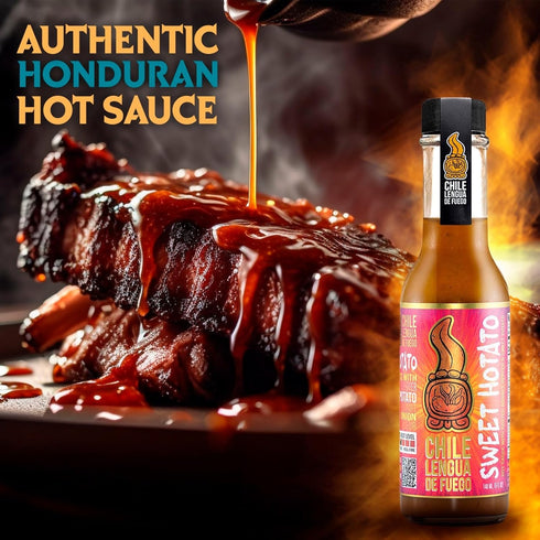 1 Chile Lengua de Fuego Sweet Hotato Hot Sauce - Bottle - Sweet Potato, Scotch Bonnet, Passion Fruit & Blackberry