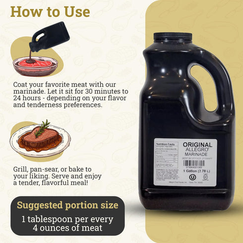 128 Oz (Pack 1) ALLEGRO - The Marinate Everything Marinades | Perfect Marinades for Meat & Veggies | Marinade