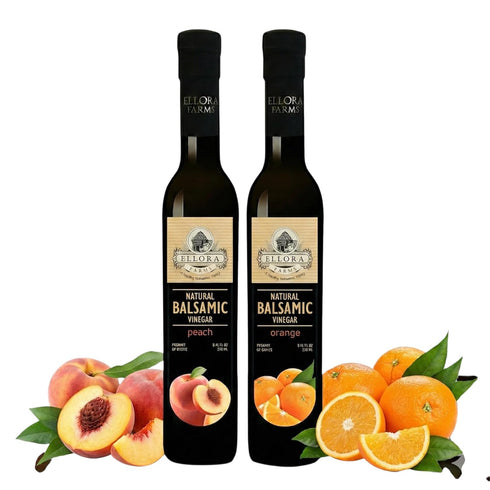 Ellora Farms, Combo Pack Fresh Orange and Peach Infused Balsamic Vinegar Crme,