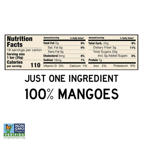 40 1 (35g Pack 18) South Snacks Tropical Mango Fruit Bar, just Ingredient, No Added Sugar, Real Dried Fruit Leather