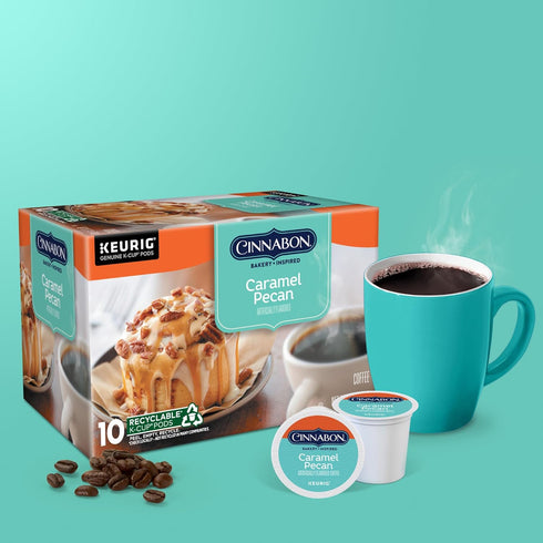 CINNABON 60 Count (6 Packs 10) Caramel Pecan Coffee, Keurig Single Serve K-Cup Pods