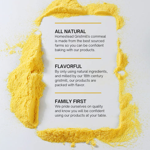 10 Homestead Gristmill Stone Ground Yellow Cornmeal - Non-GMO, Chemical-Free Finely Ground Corn Meal- Long Shelf Life