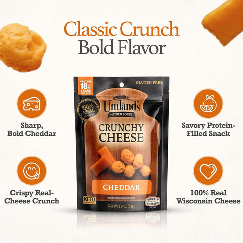 Umland's Umlands (31.9oz 100% Crunchy Cheese Cheddar Bags) | Real Wisconsin Cheese, Keto, Low-Carb, High-Protein