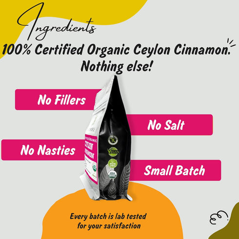 Spice Profile | USDA Organic Ceylon Cinnamon Powder, 4oz Resealable Pouch, 100% Pure for Cooking and Baking