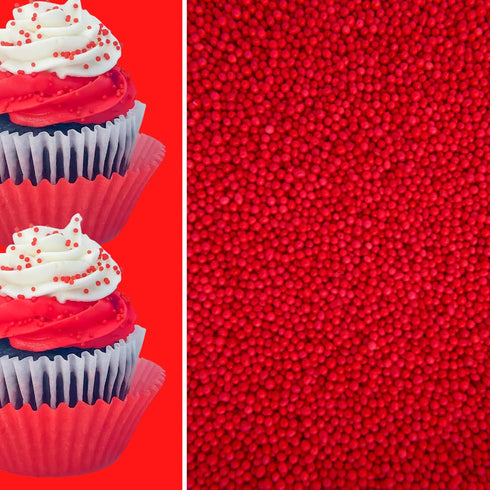 Sprinkle Deco Deep Red Nonpareils Bake In Sprinkles Toppings for Cake, Cookie, Cupcake, Ice Cream, Donut, 6oz Bag