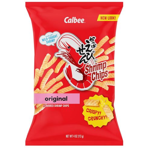 Calbee 4.0 oz) (6 Pack) Shrimp Chips (Original, | Japanese Chips Made With Real Wild-Caught Shrimp & Baked To Crunchy