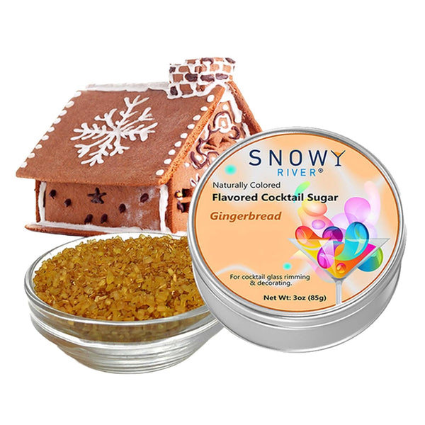 Snowy River Holiday Gingerbread Flavored Cocktail Sugar - All Natural Rimming Sugar