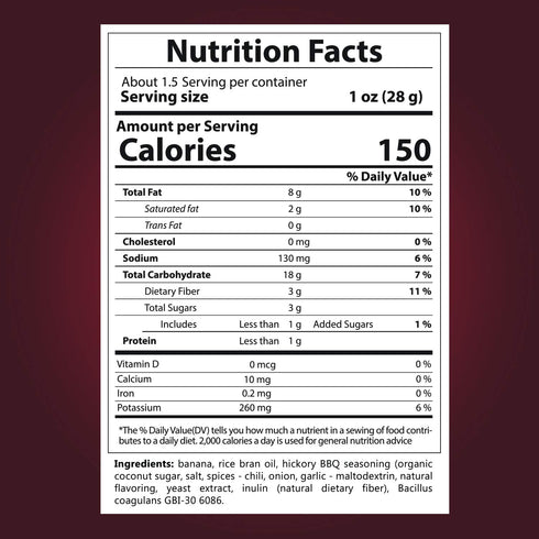100% 6 Packs Banana Chips - Dried Bananas Gluten Free Chips (Hickory BBQ) Dehydrated Fruits Healthy Chip Snacks
