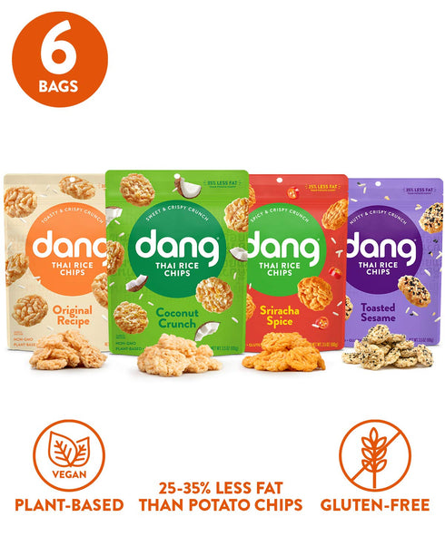 Pack, 3.5 (Pack 6)) Dang Thai Rice Chips | Gluten Free, Soy Free & Preservative Free Rice Crisps, Healthy Snacks Made