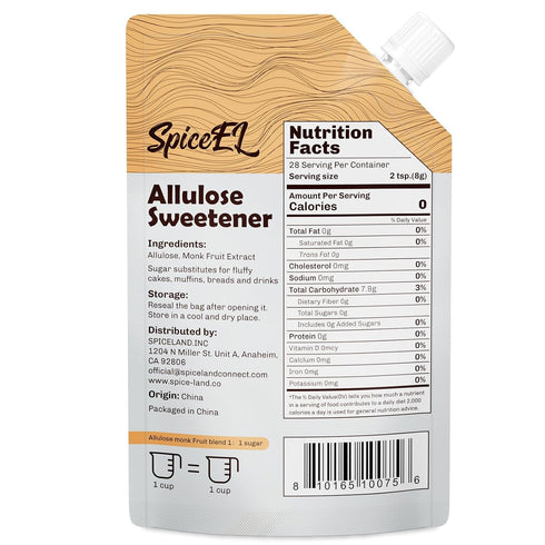 (8 oz) SPICEEL Monk Fruit Sweetener with Allulose - White Sugar Substitute, Coffee, Tea, without Erythritol, Gluten