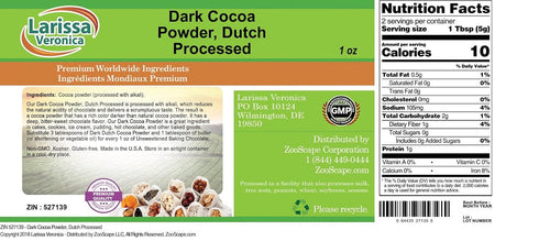 Larissa Veronica (1 oz, 527139) Dark Cocoa Powder, Dutch Processed ZIN:
