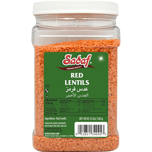 Sadaf Red Lentils Dry 48 oz - Dried lentils bulk - Red