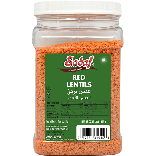 Sadaf Red Lentils Dry 48 oz - Dried lentils bulk - Red