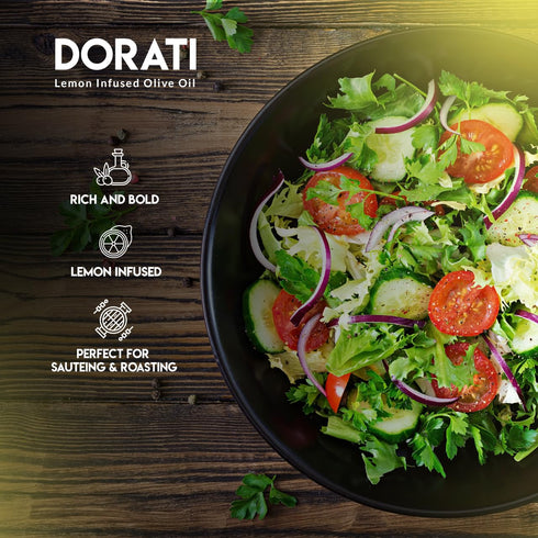 250ml (8.5 oz) DORATI Lemon Infused Extra Virgin Olive Oil Italian First Cold Pressed Olive Oil, Polyphenol Rich