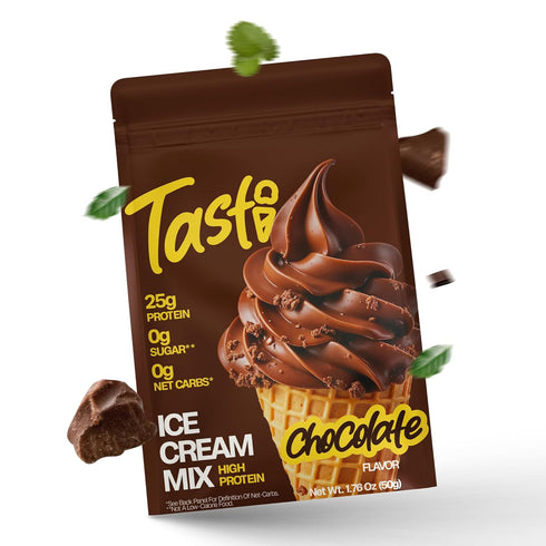 TASTI High-Protein Ice Cream Mix - Chocolate Flavor Low Sugar Ice Cream Powder