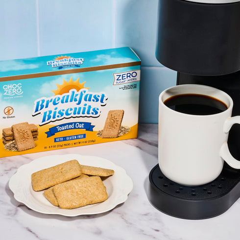30 (9 oz) ChocZero Toasted Oat Breakfast Biscuits No Added Sugar, Keto & Gluten Free High Fiber Snack Cookies, Per Box