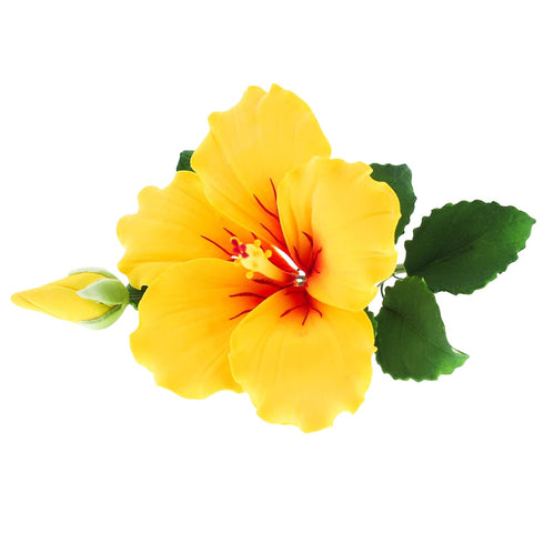 Global Sugar Art Hibiscus Sugar Cake Flowers Spray, Yellow Hawaiian Cake Flower