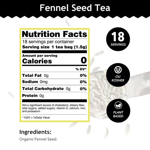 Buddha Teas Organic Fennel Seed Tea - Herbal Tea for Health & Digestion - USDA Certified, 18 Tea Bags