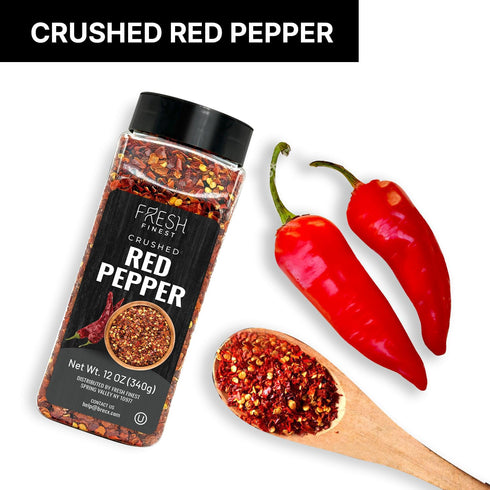 12oz Fresh Finest Crushed Red Pepper Chili Pepper Flakes for Pizza Dough, Sauces, Marinades No Preservatives or Fillers