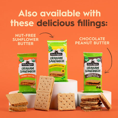 8 Count Once Again Peanut Butter Crackers Graham Sandwiches - Gluten Free Graham Crackers with Organic Peanut Butter
