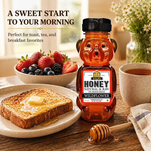 (12 oz) Weeks Honey Farm Wildflower Honey - Pure, Raw, Unfiltered, Gluten Free, Kosher, and Rich in Nutrients