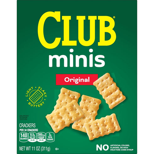 11oz Club Minis Crackers, Lunch Snack, Original, Box