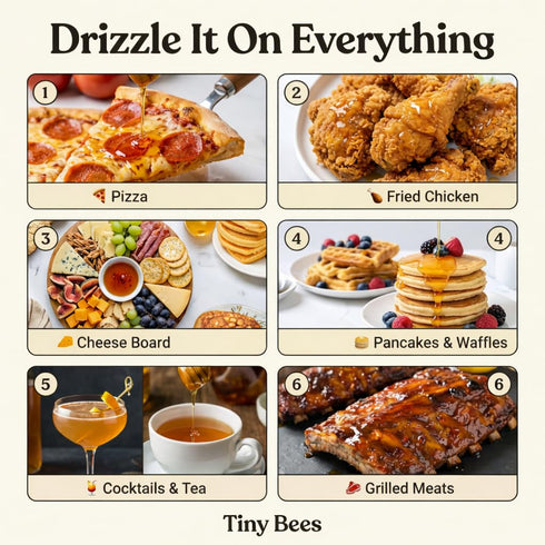 16 oz. 100% Tiny Bees Raw & Unfiltered Hot Honey, All Natural Pure Honey Infused with Chili Peppers, Gluten-Free