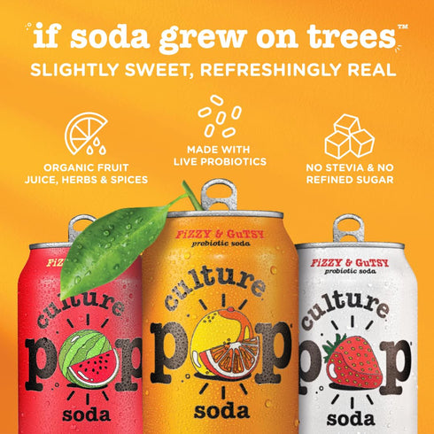 Pack, (12pk) Culture Pop Soda, Most Loved Variety Probiotic Low Sugar Soda, Sparkling Juice Alternative, Non-GMO